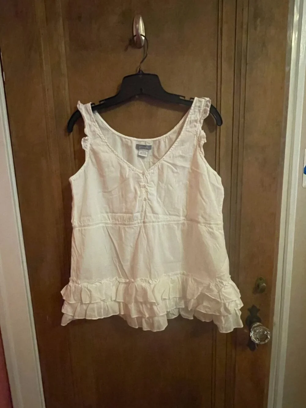 Beautiful White Delia's All Cotton Frilly Summer Baby Doll Style Top!! Women's L - Picture 13 of 16